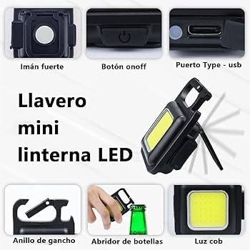 Mini Linterna Llavero Recargable Multifu