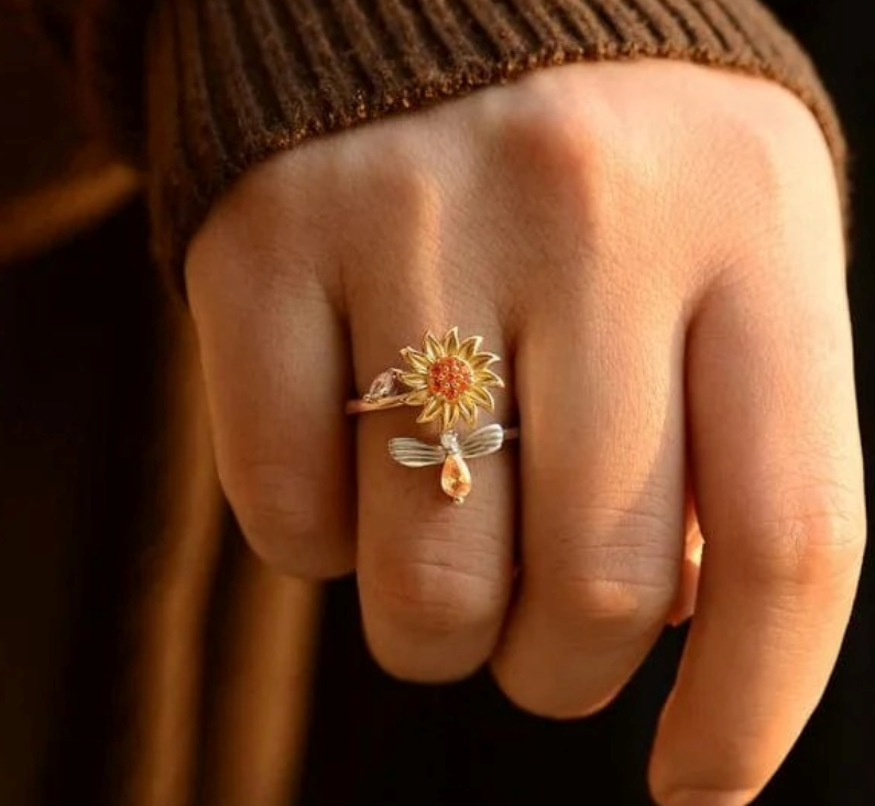 Anillo Giratorio De Girasol Ajustable